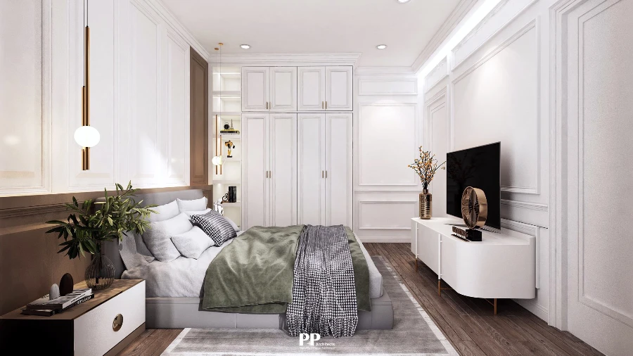 Cách chọn vật liệu xanh trong thiết kế villa bền vững, sang trọng 2026 7 Phòng ngủ villa cao cấp sử dụng vật liệu sáng màu, gỗ và ánh sáng dịu nhẹ