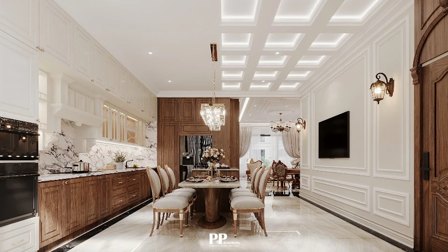 Công ty kiến trúc villa xanh Nha Trang thiết kế không gian bếp ăn sang trọng và tinh tế