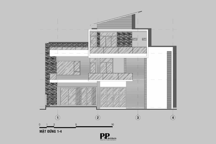 Hồ sơ mặt đứng villa xanh Nha Trang do đơn vị thiết kế thi công triển khai chi tiết