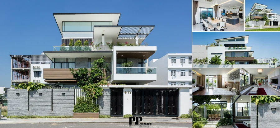 Thiết kế villa xanh Nha Trang trọn gói với tổng thể mặt tiền và không gian nội thất đồng bộ
