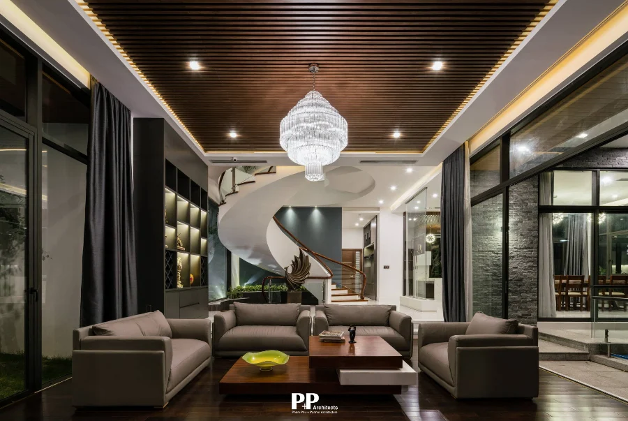 Tổng mặt bằng villa xanh với sân vườn và khoảng lùi hợp lý