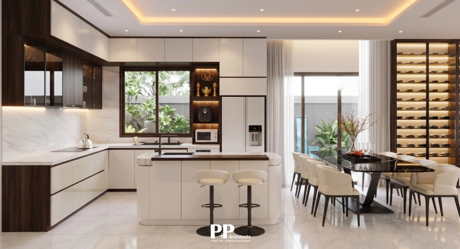 Villa xanh Nha Trang trọn gói với không gian bếp ăn hiện đại và kết nối mảng xanh