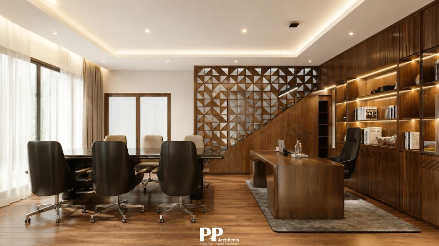 Thiết kế kiến trúc villa Nha Trang với không gian làm việc cao cấp trong villa