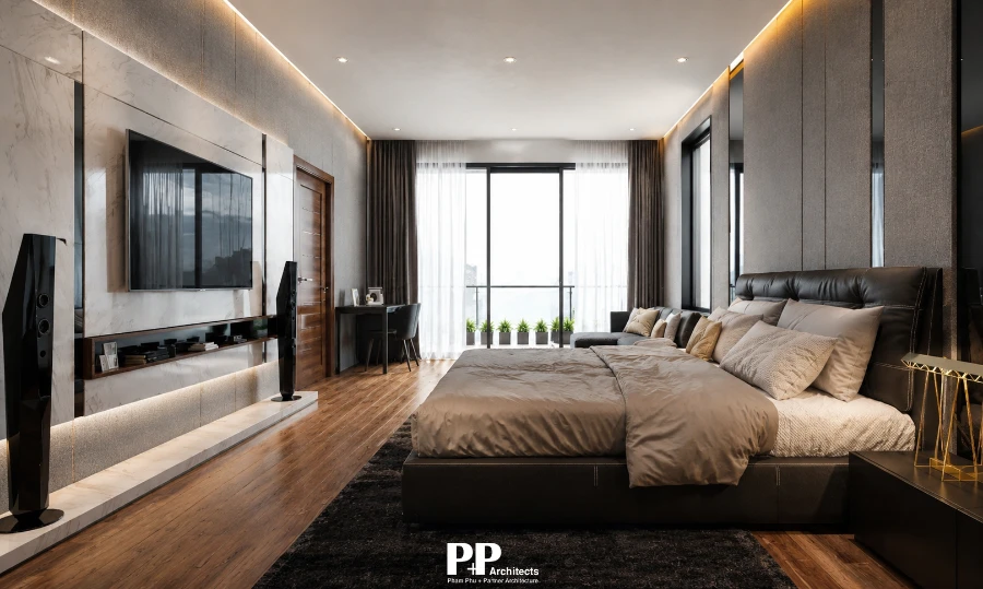 Thiết kế villa Nha Trang với phòng ngủ cao cấp và không gian làm việc riêng