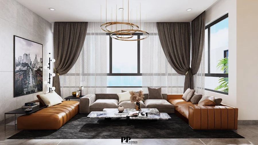 Thiết kế villa Nha Trang với phòng khách sang trọng và tầm nhìn thoáng