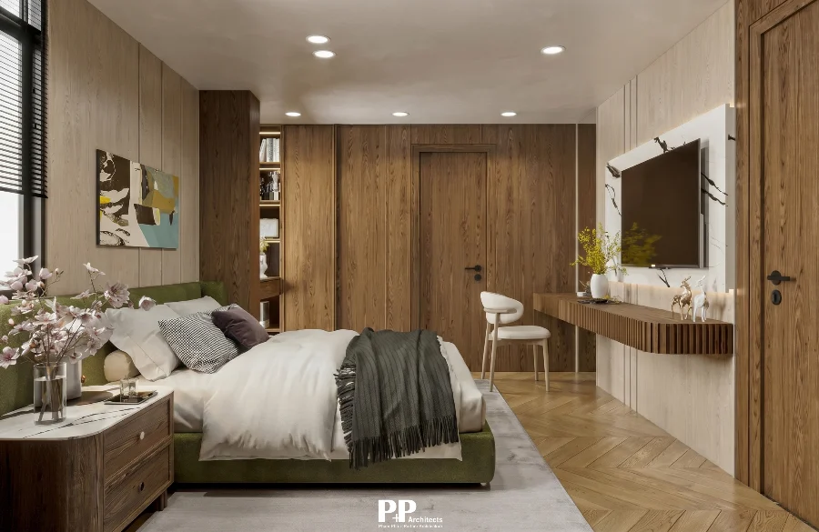 Thiết kế Villa Nha Trang trọn gói với phòng ngủ hiện đại và nội thất gỗ tinh tế