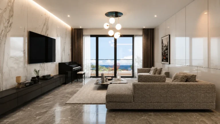 Thiết Kế Căn Hộ Dịch Vụ Ven Biển Tại Nha Trang 2026 - Tối Ưu Giá Trị Công Trình 8 Thiết Kế Căn Hộ Dịch Vụ Ven Biển Tại Nha Trang với phòng khách view biển, nội thất hiện đại và ánh sáng tự nhiên