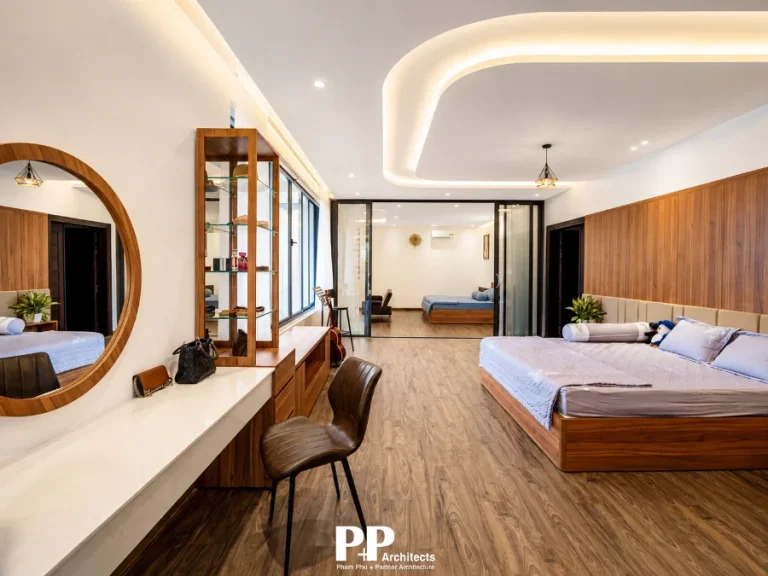 Thiết Kế Kiến Trúc Villa Trọn Gói Nha Trang – Tất Cả Những Điều Gia Chủ Cần Biết 19 Thiết kế kiến trúc villa trọn gói Nha Trang với phòng ngủ rộng và nội thất gỗ
