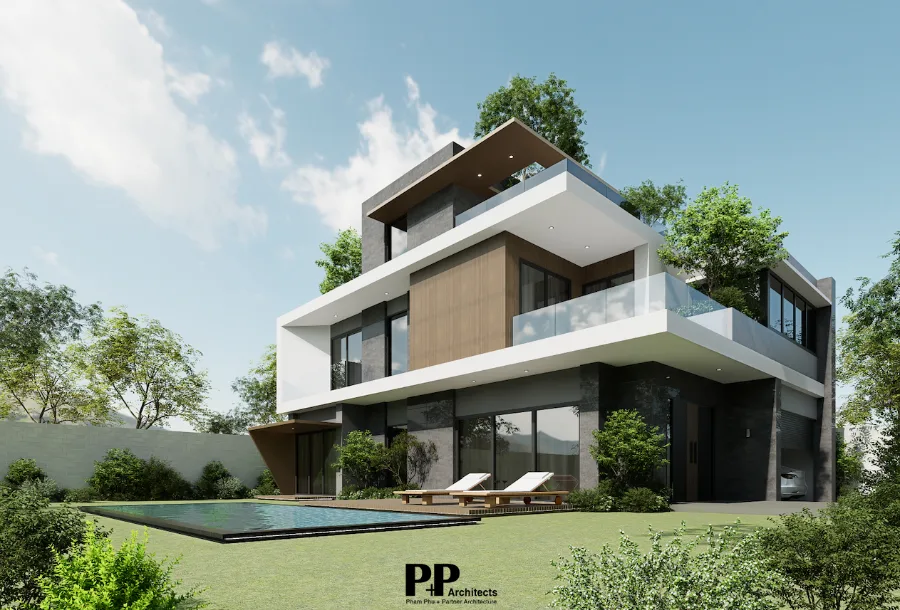Công Ty Thiết Kế Trọn Gói Villa Nha Trang - Đồng Bộ Kiến Trúc, Nội Thất Và Cảnh Quan 2 Công ty thiết kế trọn gói villa Nha Trang với kiến trúc hiện đại và hồ bơi sân vườn