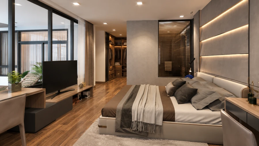 Thiết kế phòng ngủ villa xanh Nha Trang kết nối ánh sáng và khoảng xanh