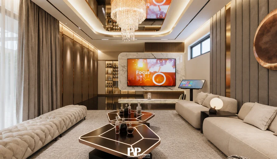 Thiết kế phòng giải trí villa Nha Trang đồng bộ nội thất và ánh sáng