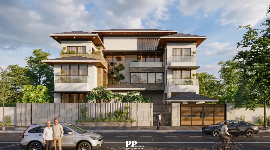 Dự án thiết kế biệt thự Nha Trang thực tế với kiến trúc hiện đại và mặt tiền nhiều lớp