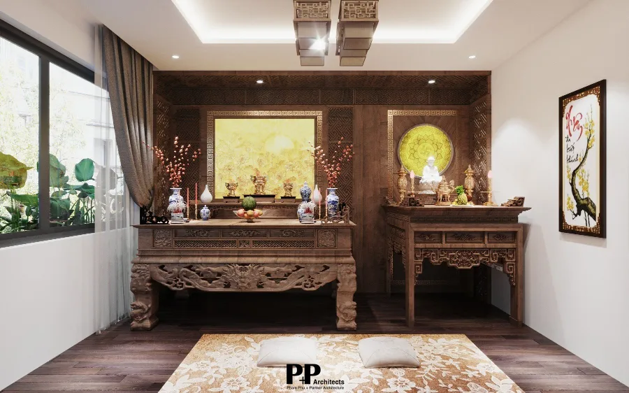 Dự án thiết kế biệt thự Nha Trang thực tế với không gian thờ trang nghiêm
