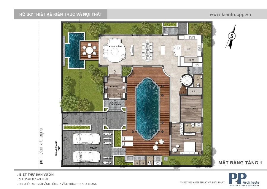 Thiết Kế Trọn Gói Villa Xanh Nha Trang: Kiến Trúc PP Và Tương Lai Của Không Gian Sống Bền Vững 2026 5 Thiết kế trọn gói villa xanh Nha Trang với mặt bằng biệt thự sân vườn, hồ bơi và cảnh quan
