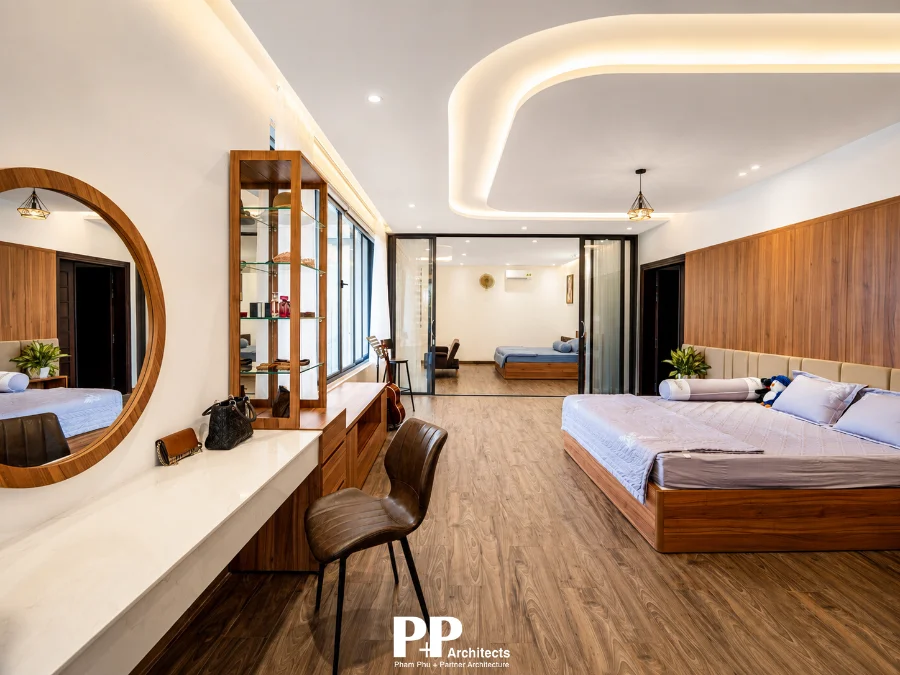 Công ty thiết kế villa Nha Trang công trình thực tế: 7 tiêu chí đánh giá năng lực 8 Công ty thiết kế villa Nha Trang công trình thực tế với không gian phòng ngủ rộng và liên thông
