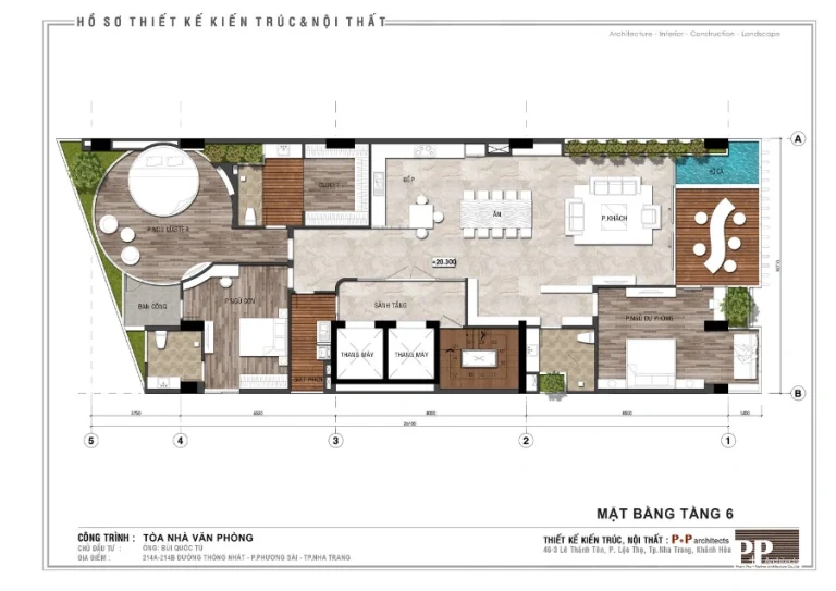 HỌA VIÊN TRIỂN KHAI 2 Mặt bằng thiết kế villa biệt thự Nha Trang với phân khu công năng và giao thông theo chiều sâu