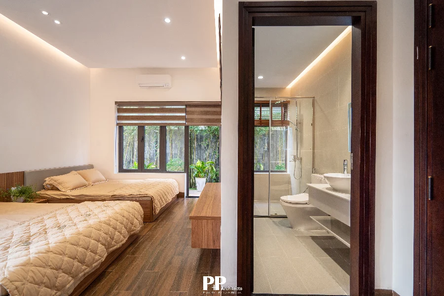 Thiết kế cảnh quan villa xanh: 6 nguyên tắc cần biết 8 Thiết kế cảnh quan villa xanh kết nối phòng ngủ và khoảng cây bên ngoài