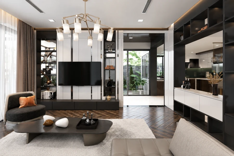 Thiết kế villa biệt thự trọn gói Nha Trang: 7 yếu tố cần được tính từ đầu 7 Thiết kế villa biệt thự trọn gói Nha Trang với phòng khách hiện đại và không gian liên thông