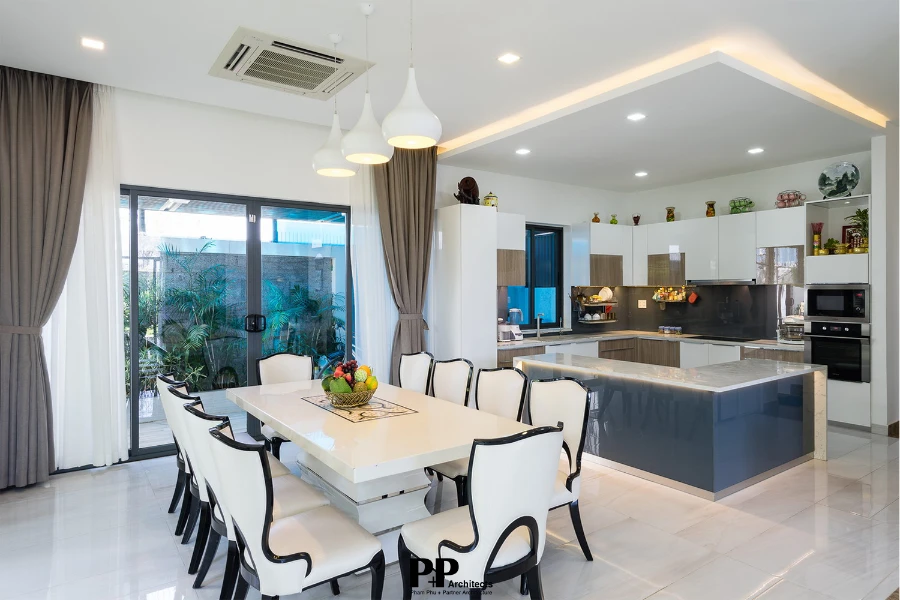 Thiết kế villa xanh trọn gói khác gì thiết kế từng phần? 5 Thiết kế villa xanh trọn gói với bếp ăn mở và cảnh quan liền kề
