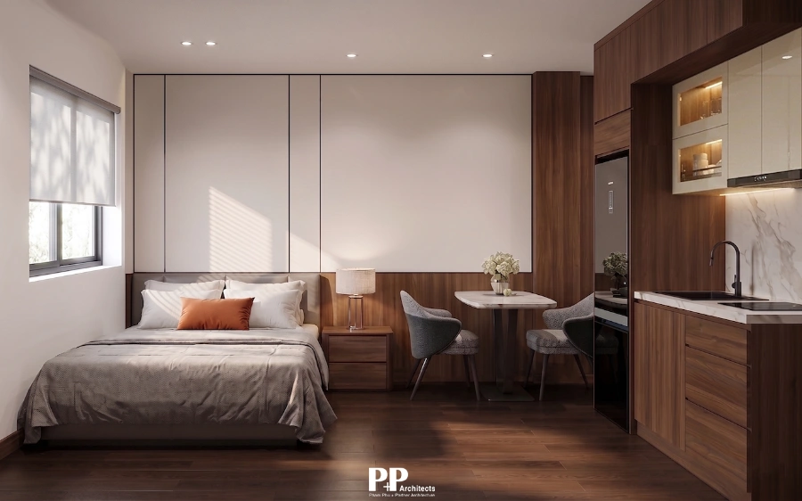 Thiết kế căn hộ dịch vụ xanh Đà Lạt: 7 yếu tố cần biết 7 Thiết kế căn hộ dịch vụ xanh Đà Lạt với căn hộ studio tích hợp không gian nghỉ ngơi và bếp