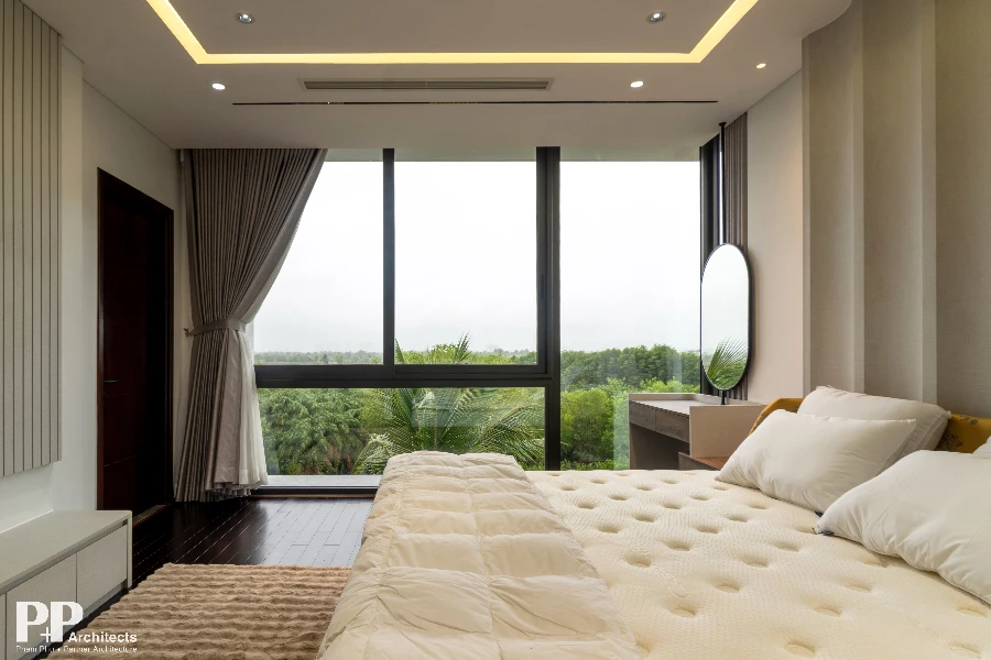 Thiết kế villa biệt thự Nha Trang theo khí hậu với không gian phòng ngủ hướng về yếu tố cây xanh